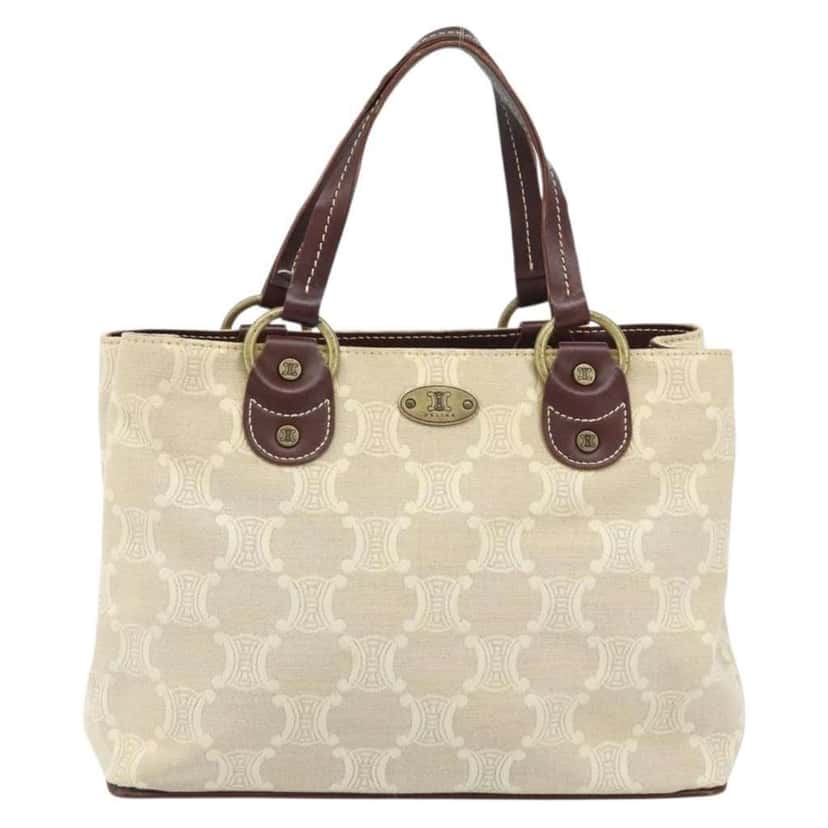 Celine Vintage Macadam Handbag Beige Canvas Good condition - Front View
