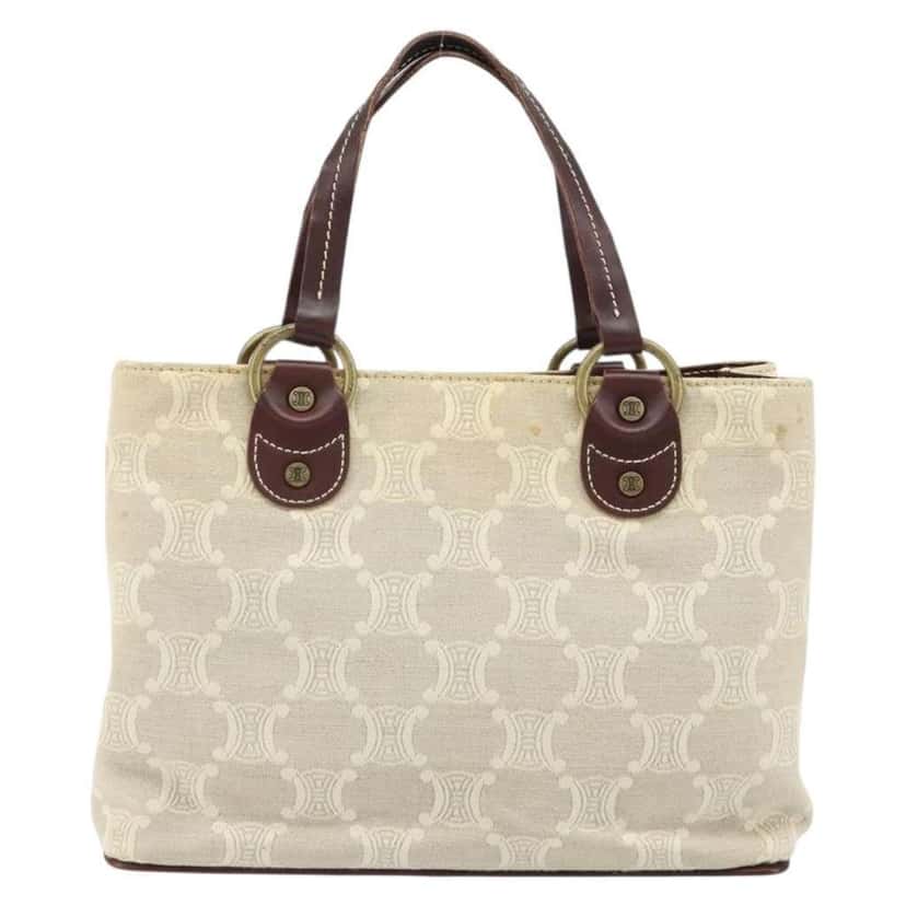 Celine Vintage Macadam Handbag Beige Canvas Good condition - Back View