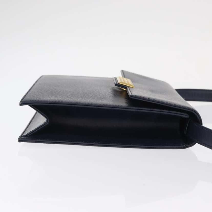 Christian Dior Vintage CD Flap Shoulder Bag Navy Leather Good condition - Inside View