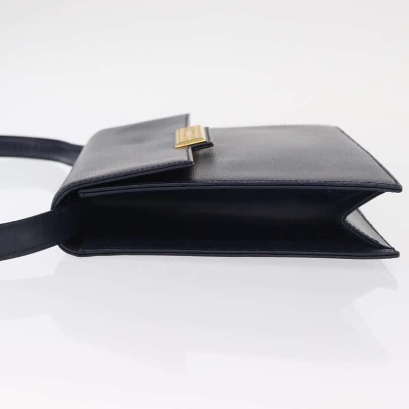 Christian Dior Vintage CD Flap Shoulder Bag Navy Leather Good condition - Model View