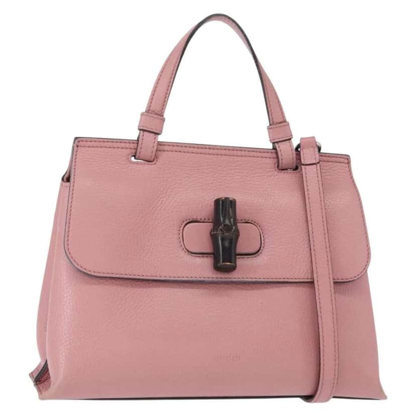 Gucci Bamboo Daily Top Handle Bag Pink Leather Good condition - Front View