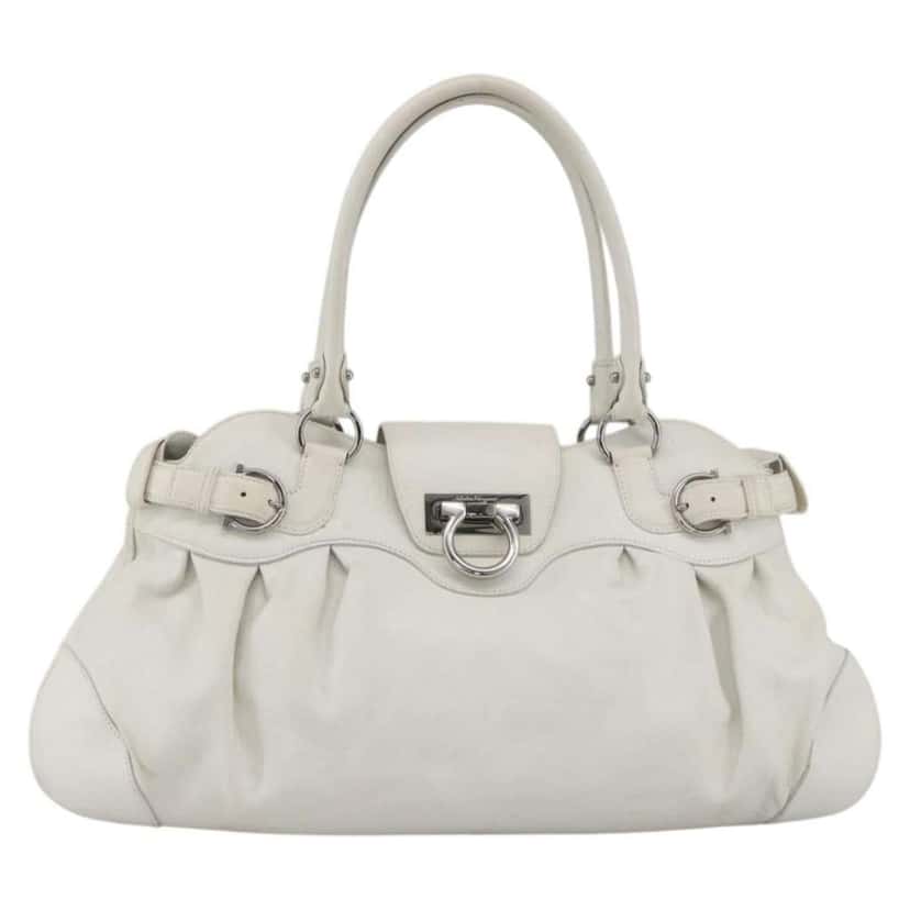 Salvatore Ferragamo Gancini handbag White Leather Good condition - Front View