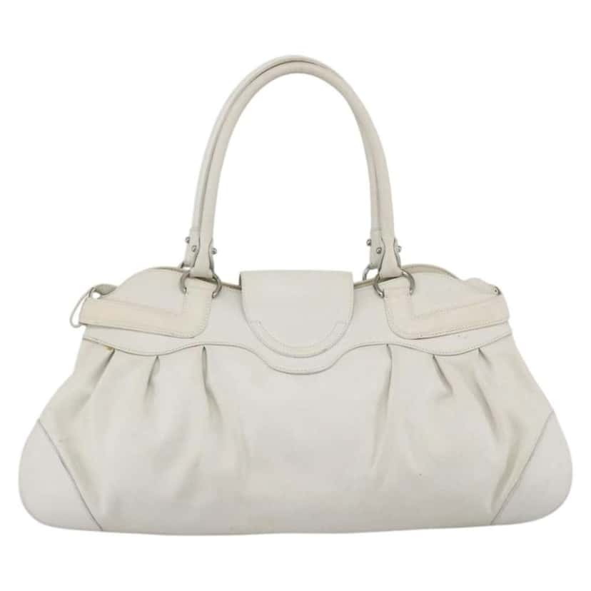 Salvatore Ferragamo Gancini handbag White Leather Good condition - Back View