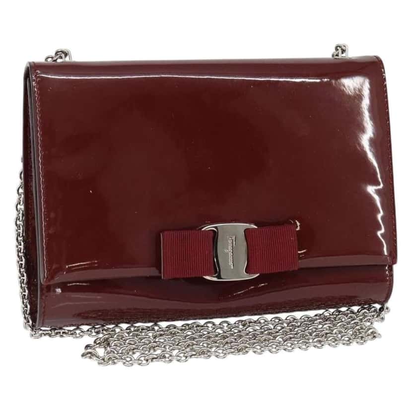 Salvatore Ferragamo Vala Chain Shoulder bag Red Good condition - Front View