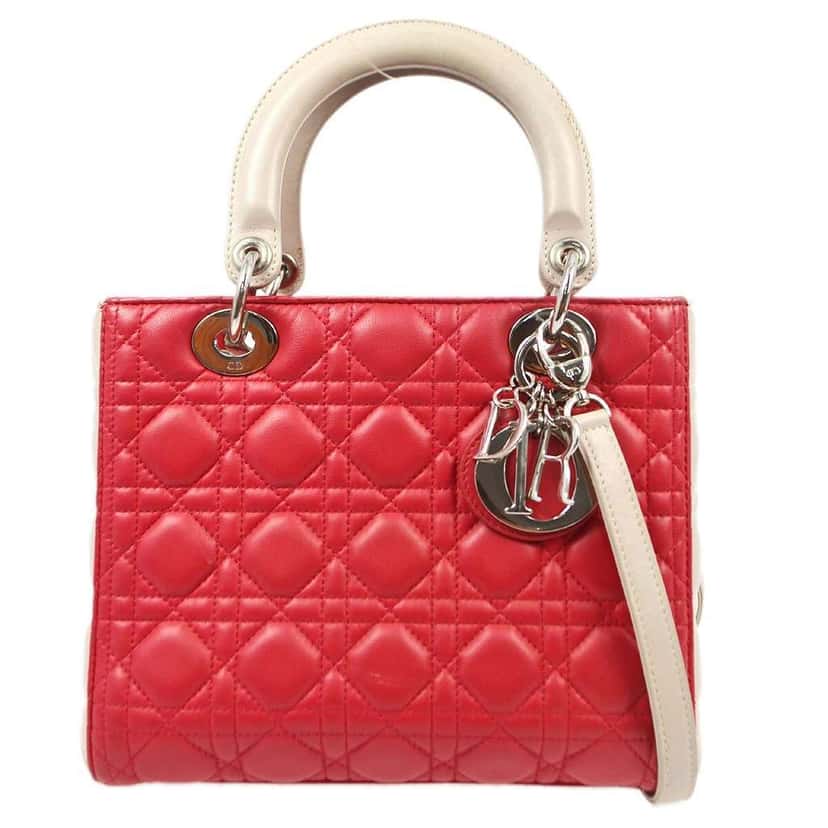 Christian Dior Bicolor Lady Dior Bag Pink Leather Good condition - Front View