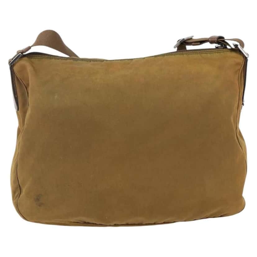 Prada Front Zip Messenger Bag Beige Fair condition - Back View