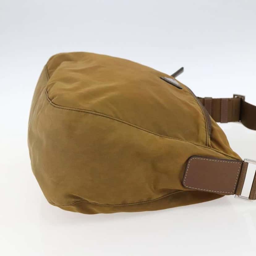 Prada Front Zip Messenger Bag Beige Fair condition - Model View