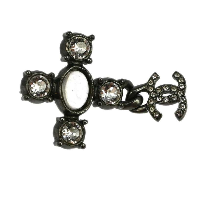 Chanel CC Dangle Earrings Silver Good condition - Inside View