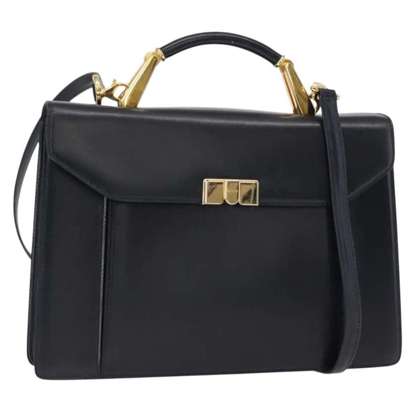 Bally Vintage Handbag Navy Leather Good condition - Front View