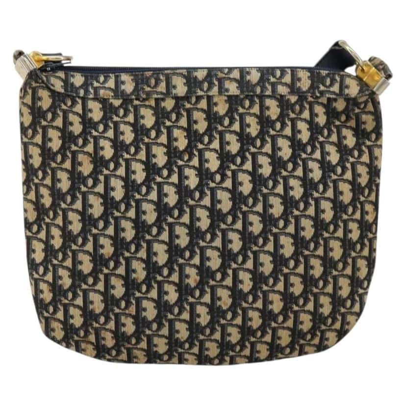 Christian Dior Vintage Trotter Shoulder Bag Navy Canvas Good condition - Front View