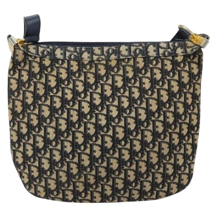 Christian Dior Vintage Trotter Shoulder Bag Navy Canvas Good condition - Back View