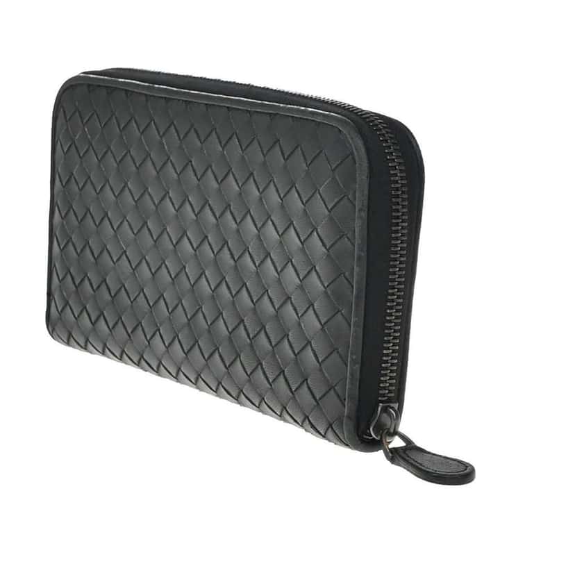 Bottega Veneta Intrecciato Long Zip  Wallet Black Leather Good condition - Model View