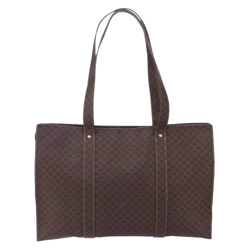 Celine Vintage Macadam Tote bag Brown Canvas Good condition - Back View