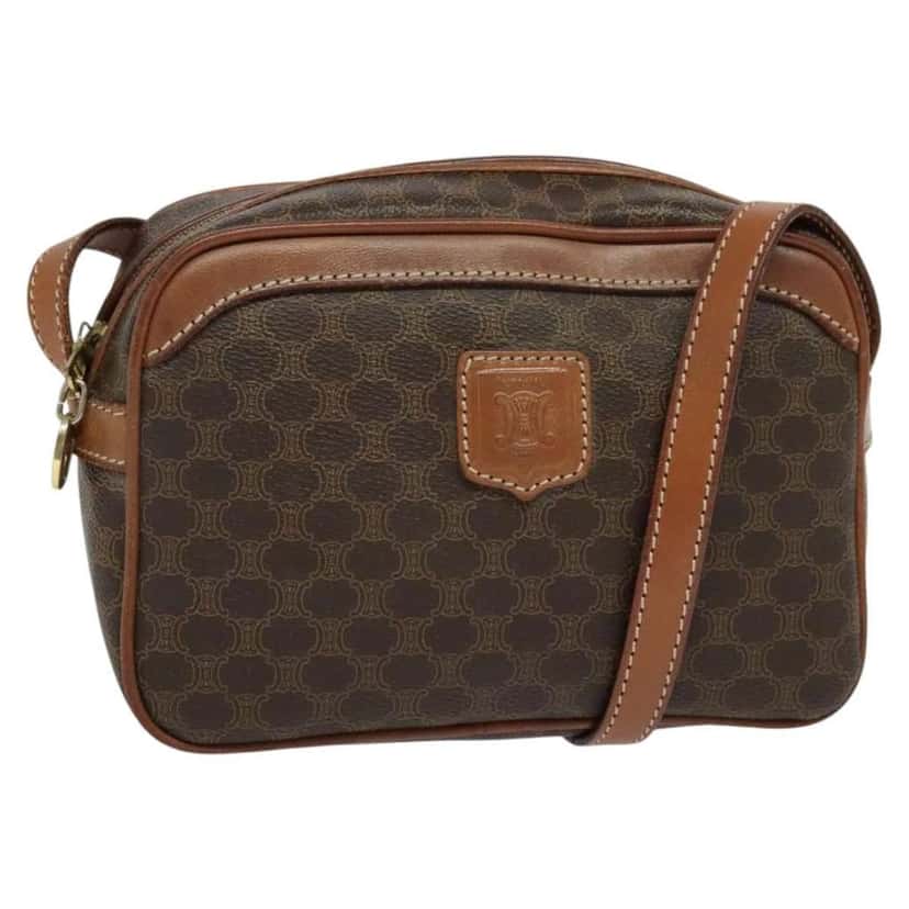 Celine Vintage Macadam Shoulder Bag Brown Good condition - Front View