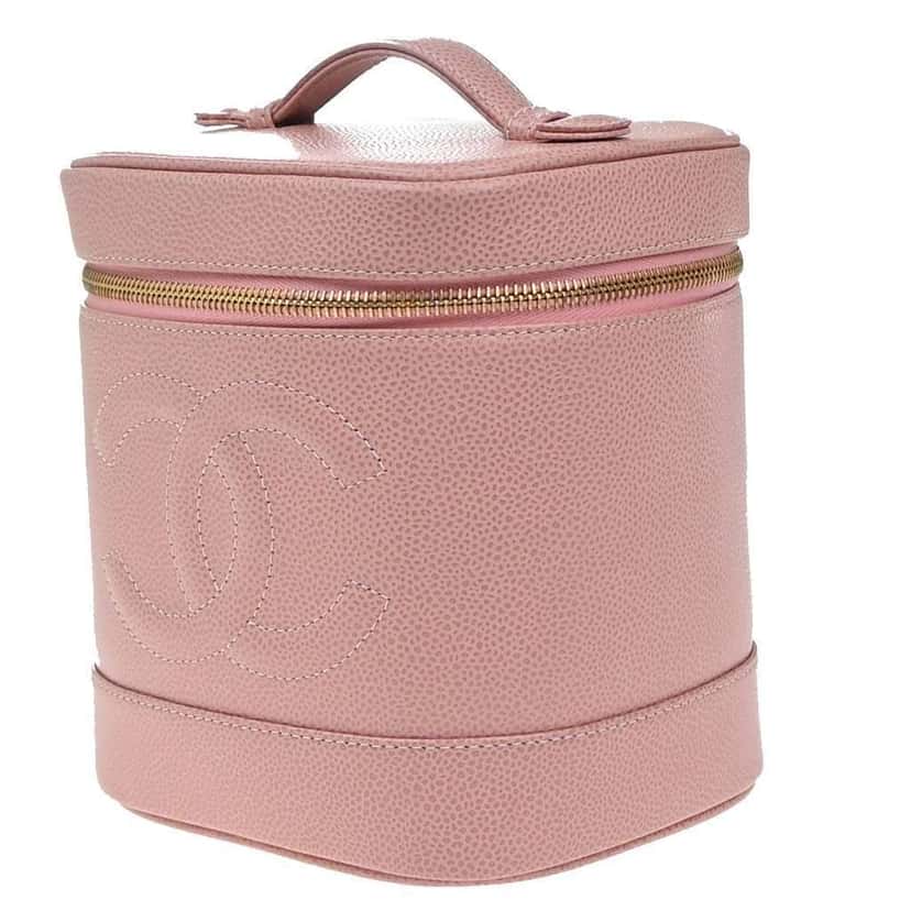 Chanel Vintage Timeless Cosmetic Case Pink Leather Good condition - Inside View