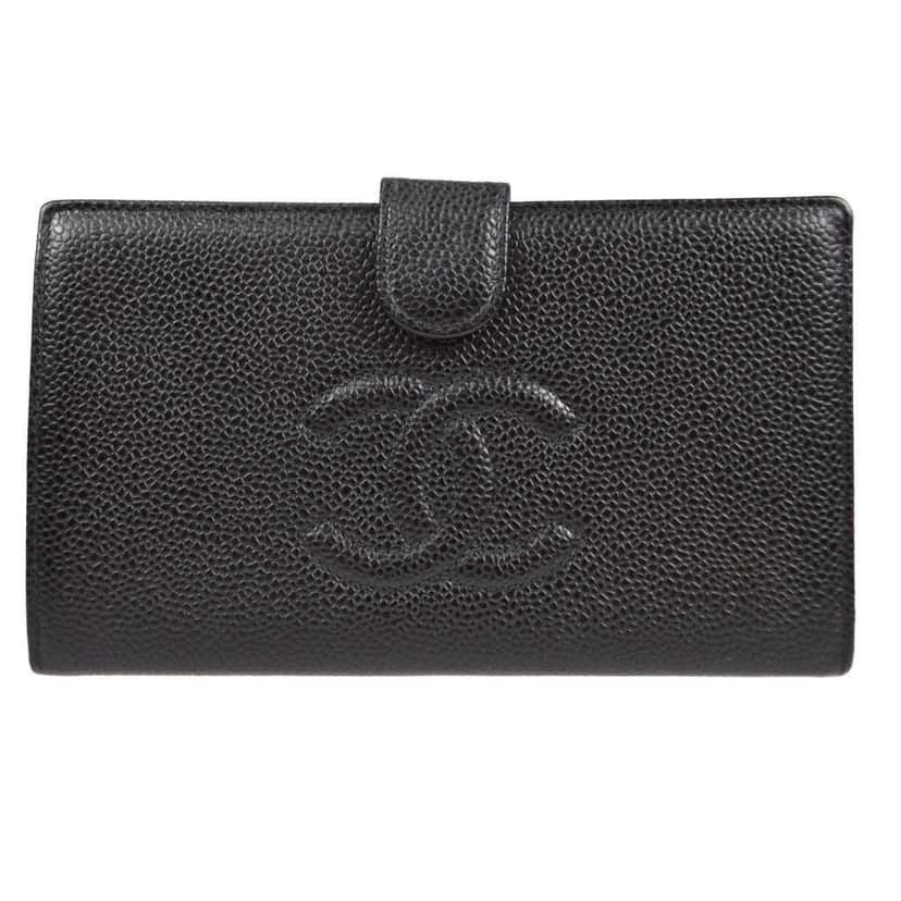 Chanel Timeless CC French Wallet Black Leather Good condition - Front View