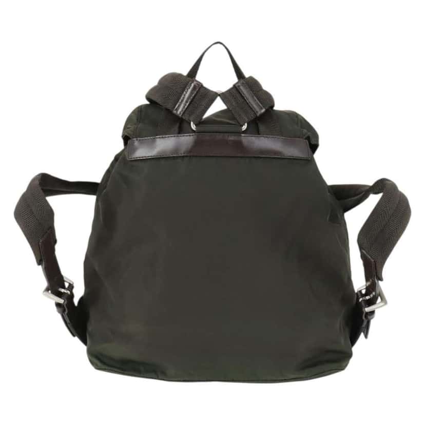 Prada Sac à dos Re-nylon Khaki Fair condition - Back View