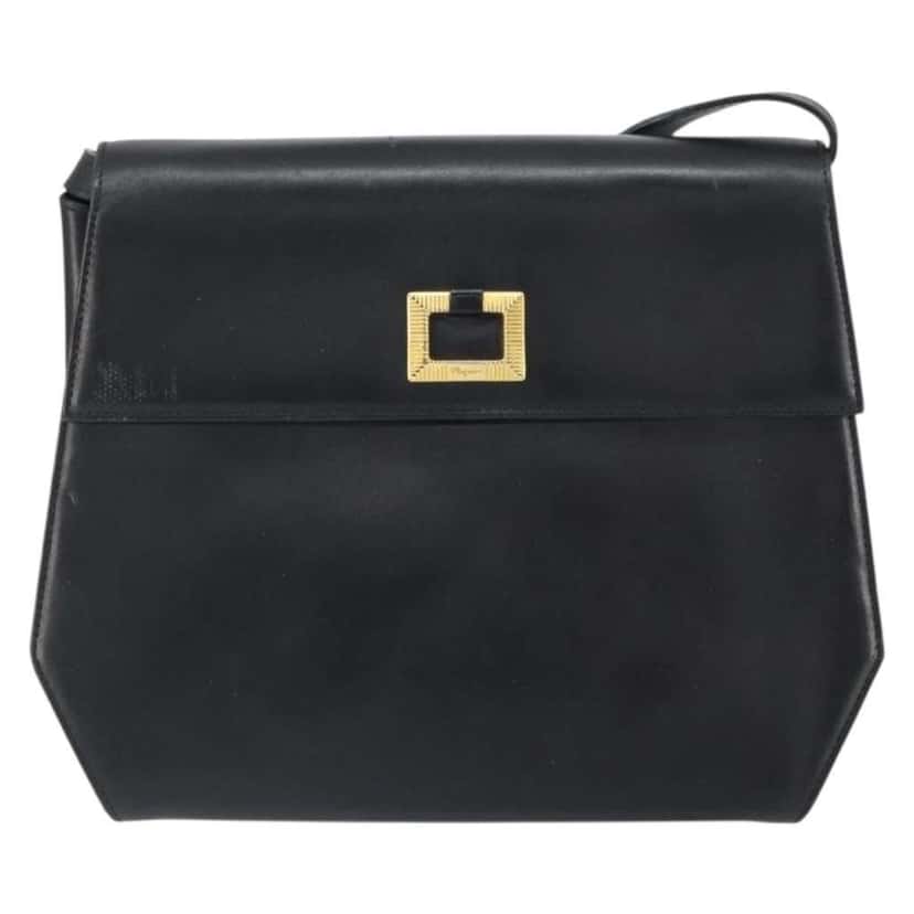 Salvatore Ferragamo Vintage Shoulder Bag Black Leather Good condition - Front View