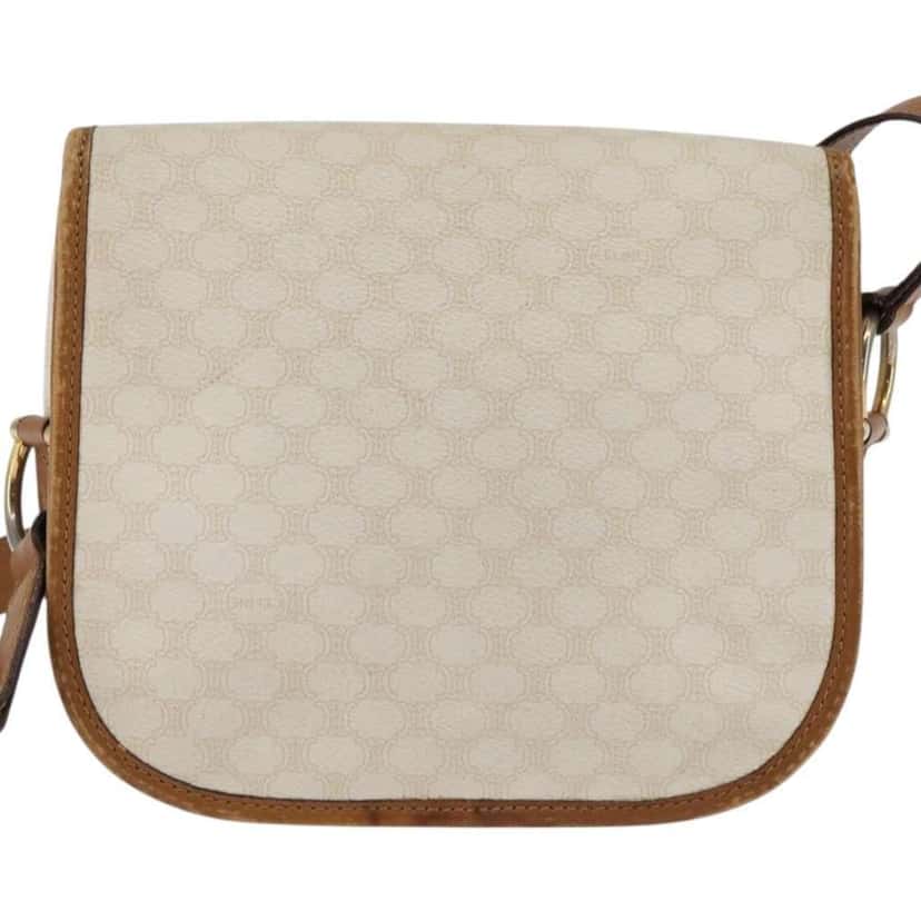 Celine Vintage Macadam Shoulder Bag Beige Canvas Good condition - Back View