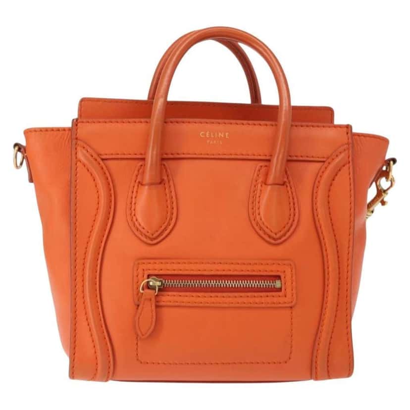 Celine Luggage Bag Orange Leather Good condition - Front View