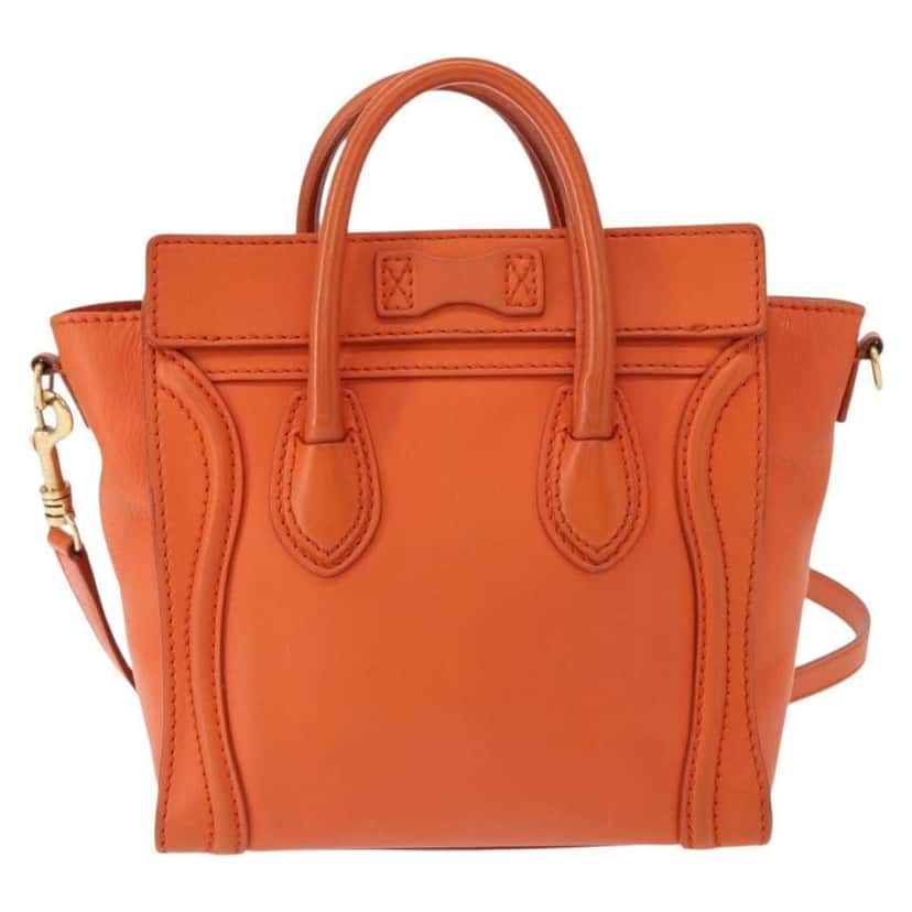 Celine Luggage Bag Orange Leather Good condition - Back View