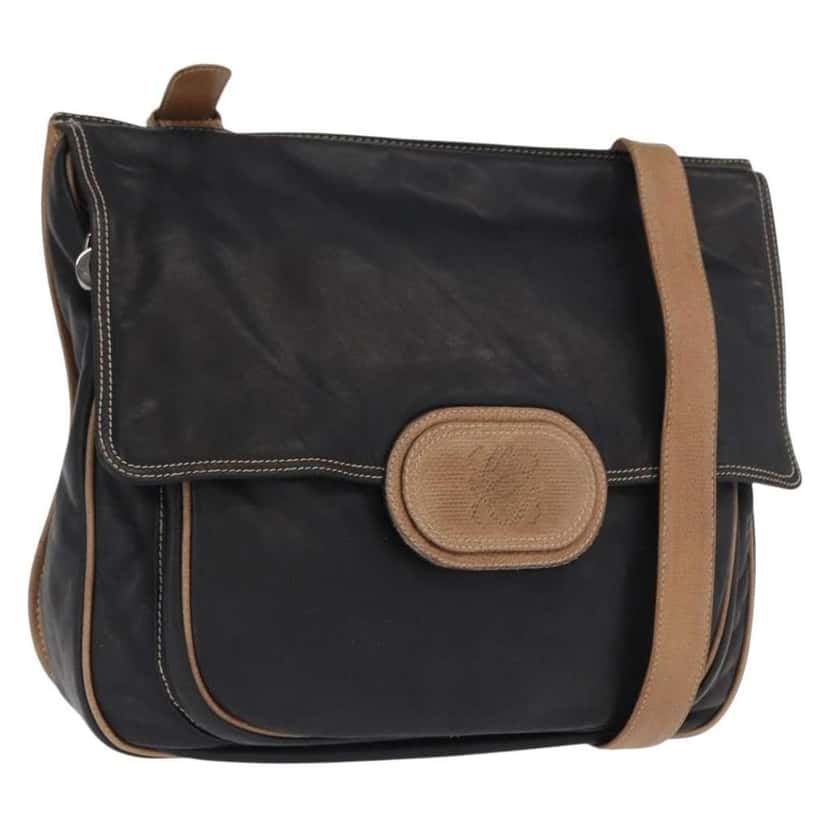 Loewe Anagram Shoulder Bag Black Leather Good condition - Front View