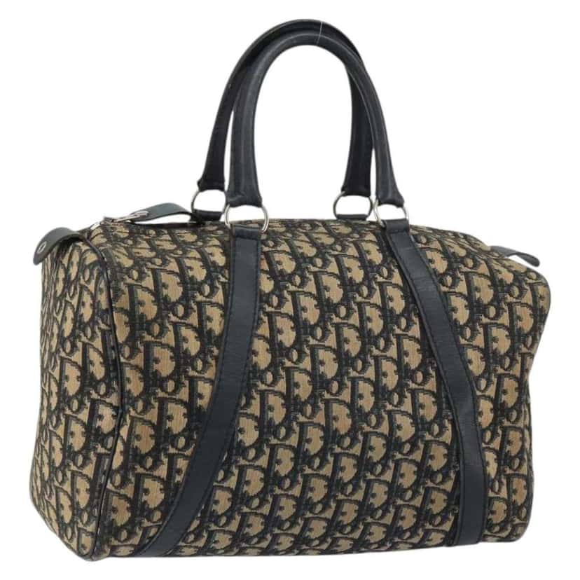 Christian Dior Vintage Trotter Boston Bag Navy Canvas Good condition - Front View
