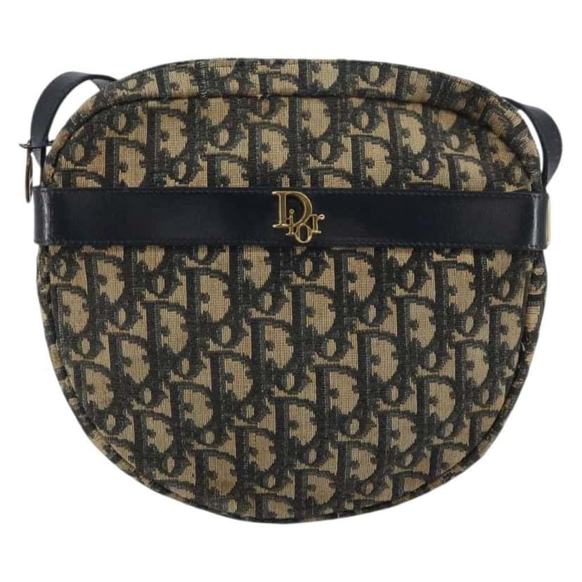 Christian Dior Vintage Trotter Shoulder Bag Navy Canvas Good condition - Front View