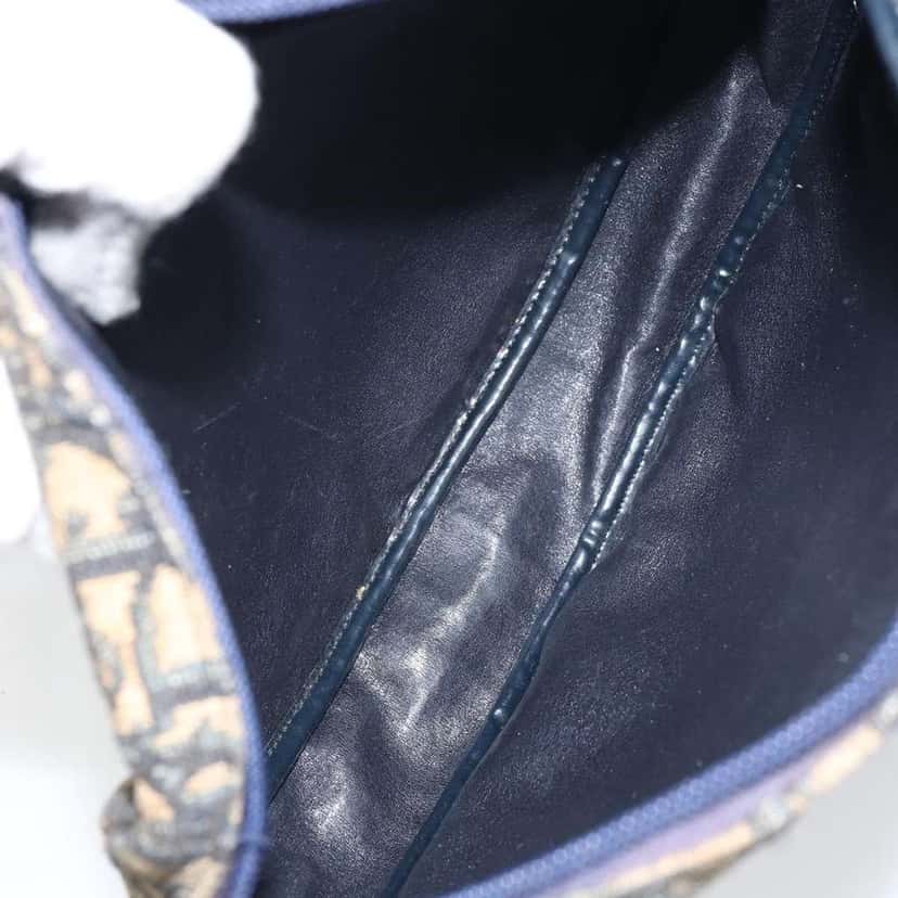 Christian Dior Vintage Trotter Shoulder Bag Navy Canvas Good condition - Box View