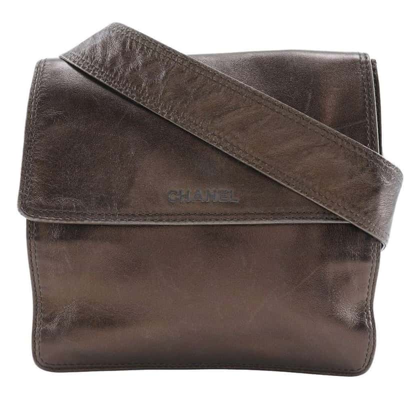 Chanel Vintage Shoulder Bag Brown Leather Good condition - Front View