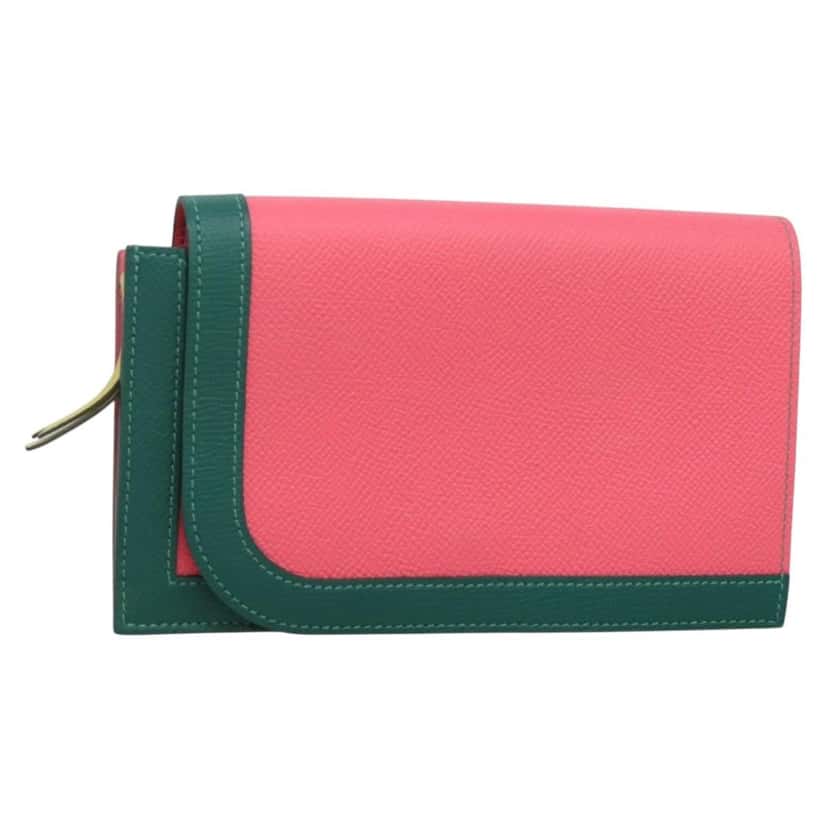 Hermès Camail Wallet Pink Leather Good condition - Front View