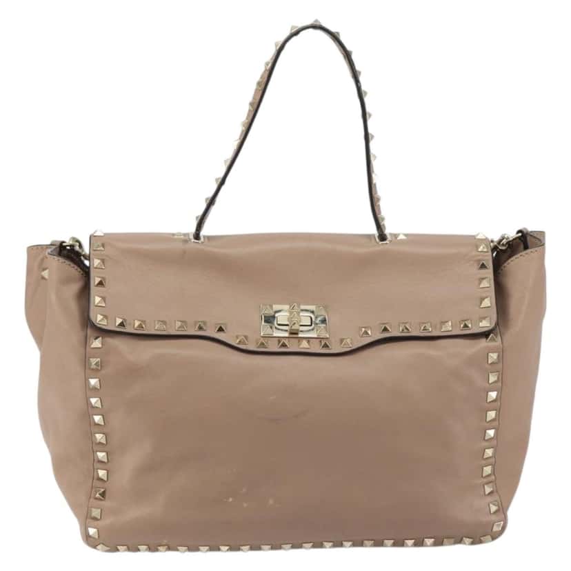 Valentino Garavani Rockstud Tote Beige Leather Fair condition - Front View
