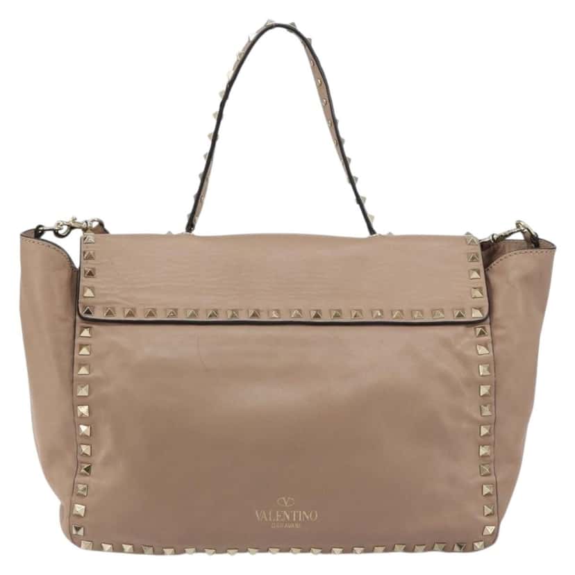 Valentino Garavani Rockstud Tote Beige Leather Fair condition - Back View
