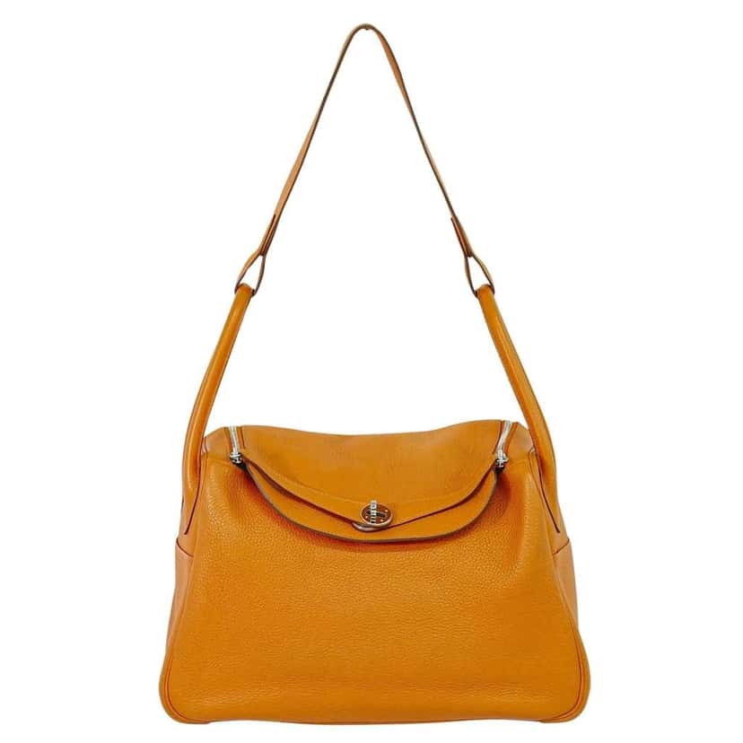 Hermès Lindy Bag Orange Leather Good condition - Front View