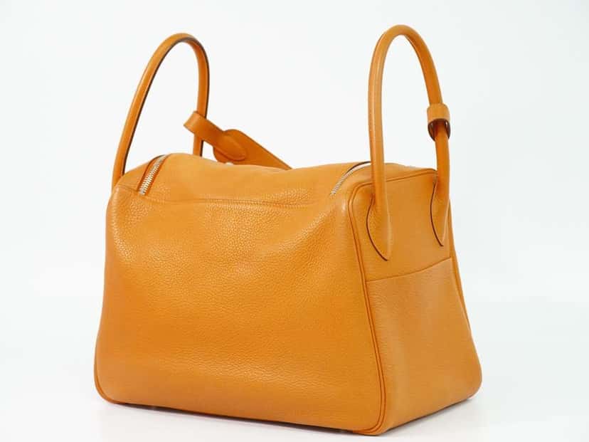 Hermès Lindy Bag Orange Leather Good condition - Back View