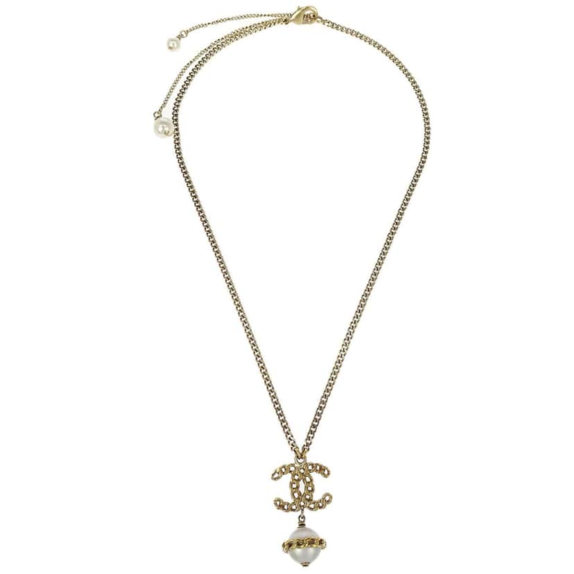 Chanel CC Chain Necklace Gold Good condition - Front View