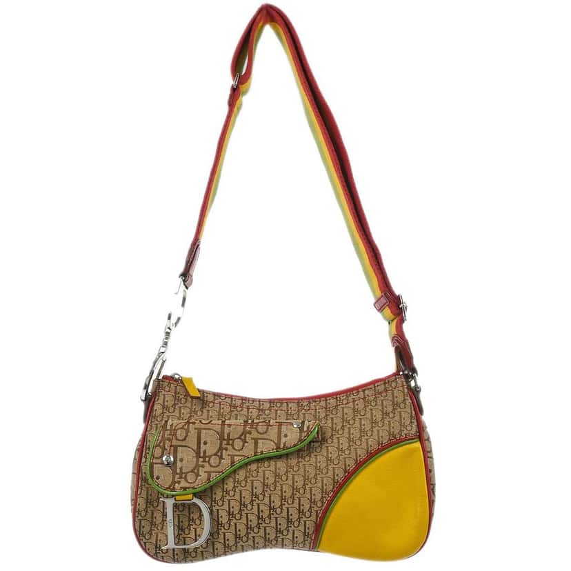 Christian Dior Vintage Rasta Saddle Messenger Bag Other Canvas Good condition - Front View