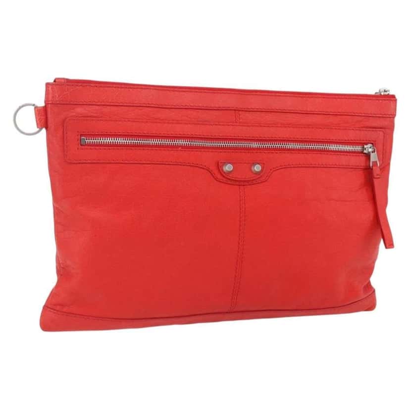 Balenciaga Classic City Clip Pouch Red Leather Good condition - Front View