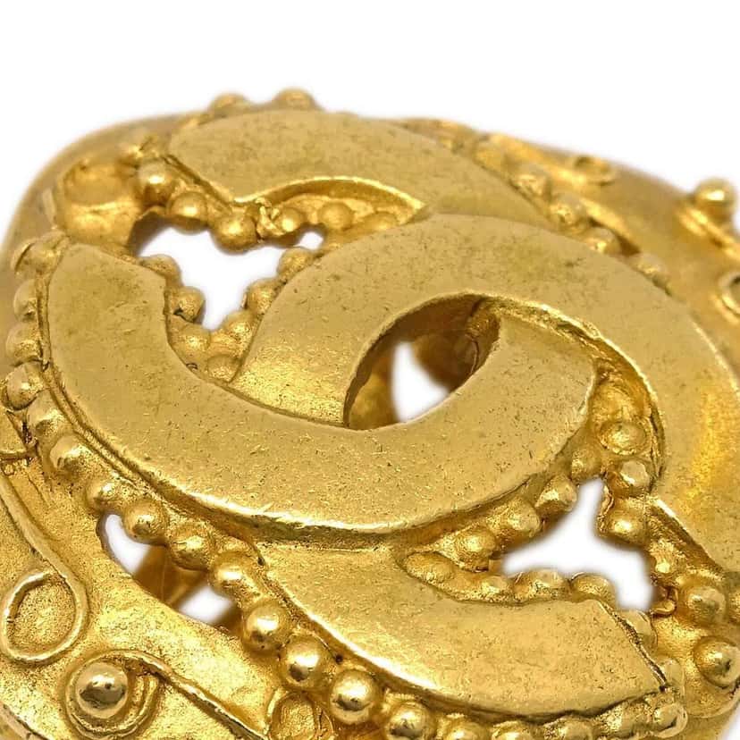 Chanel CC Rhombus Clip-On Earrings Gold Good condition - Back View