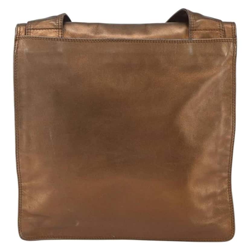 Chanel Vintage Logo Flap Messenger Bag Brown Leather Fair condition - Back View
