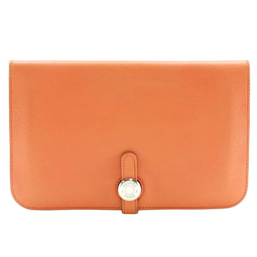 Hermès Dogon Duo Combined Wallet Pink Leather Good condition - Front View