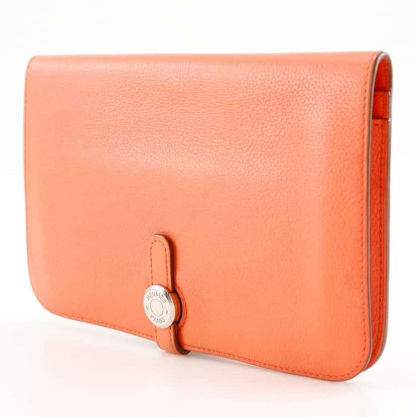 Hermès Dogon Duo Combined Wallet Pink Leather Good condition - Back View