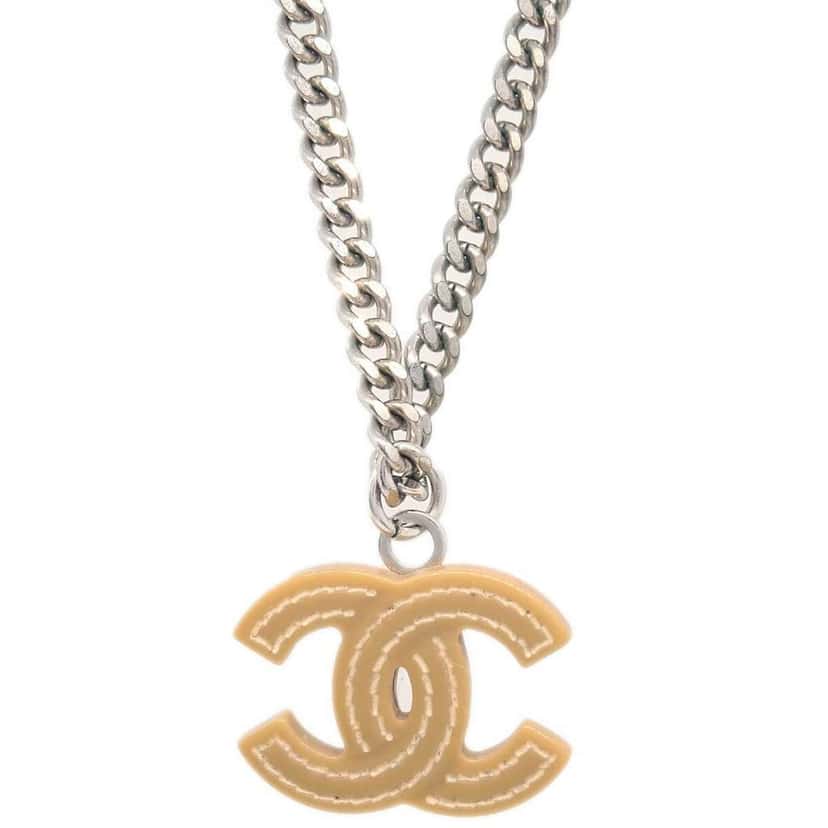 Chanel Vintage CC Pendant Necklace Silver Good condition - Back View