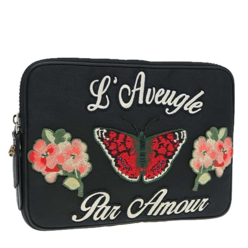 Gucci Tablet Case L'aveugle Par Amour Black Good condition - Front View