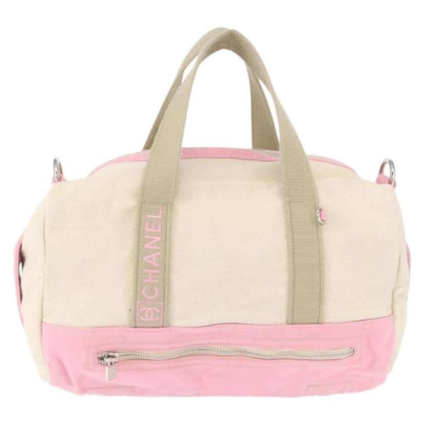 Chanel Sport Line Boston Ba Pink Canvas Good condition - Front View