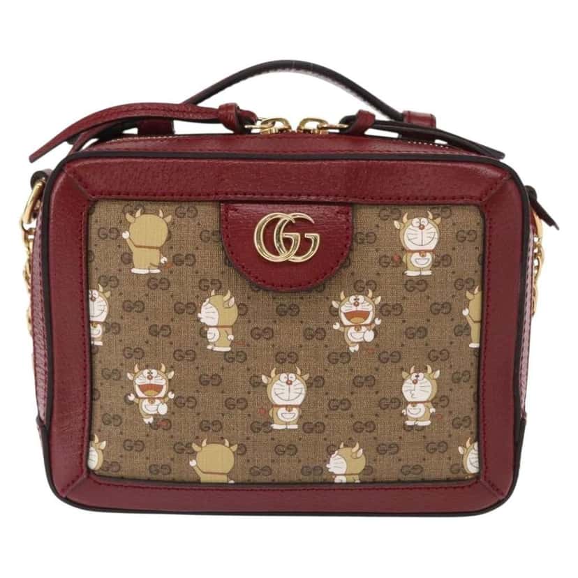 Gucci Doraemon Ophidia Zip Around Camera Bag Beige Canvas Very good condition - Front View