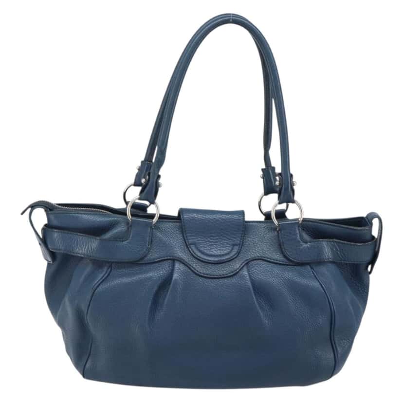 Salvatore Ferragamo Gancini handbag Blue Leather Good condition - Back View