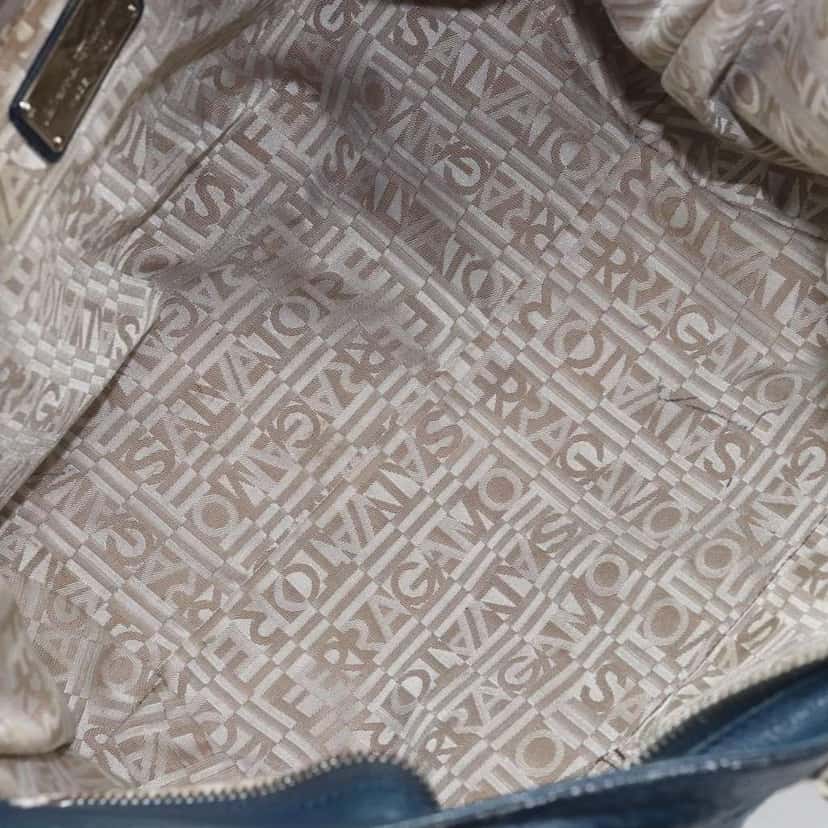 Salvatore Ferragamo Gancini handbag Blue Leather Good condition - Box View