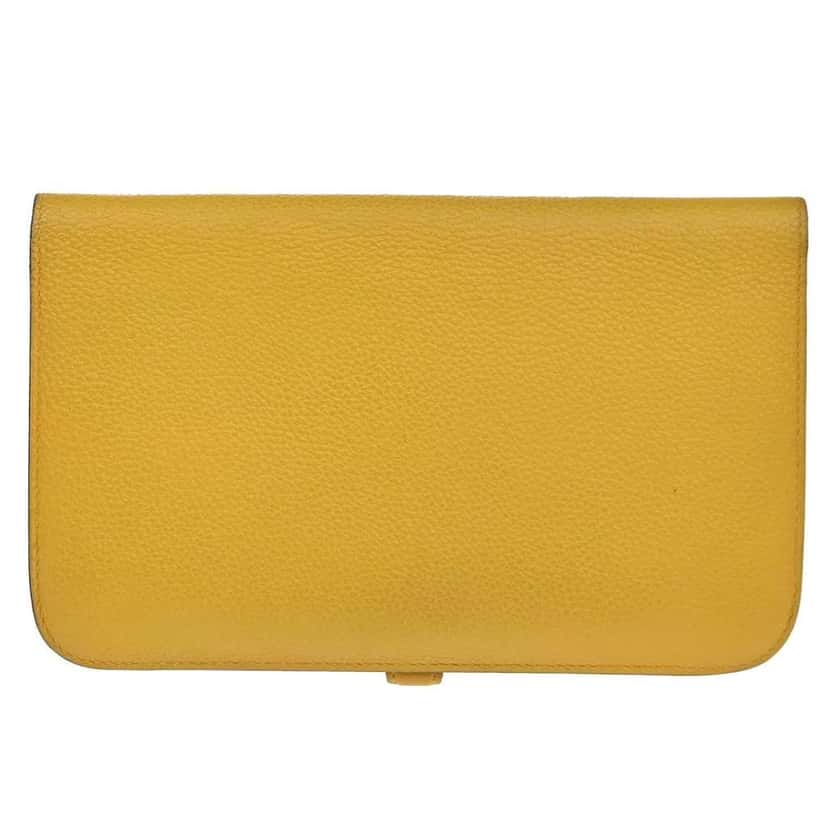 Hermès Dogon Duo Combined Wallet Yellow Leather Good condition - Back View
