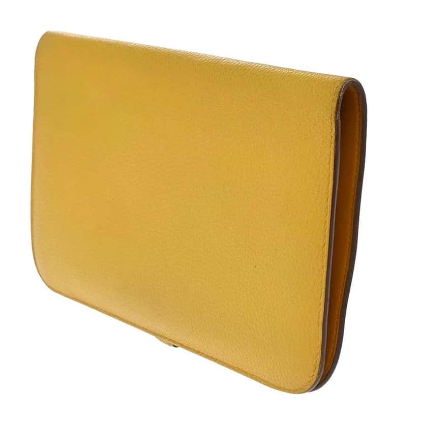 Hermès Dogon Duo Combined Wallet Yellow Leather Good condition - Model View